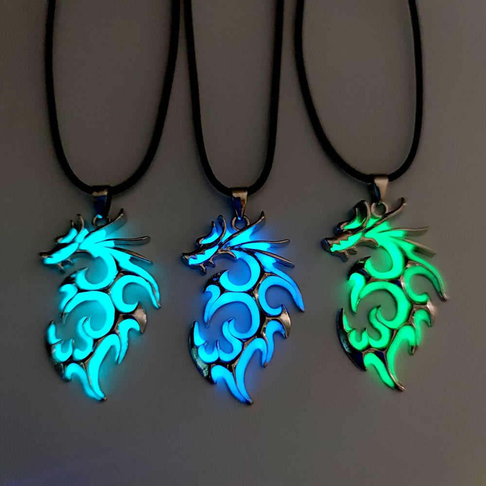 Luminous Dragon Necklace Glowing Night Fluorescence Silver Plated Glow In The Dark Necklace - MERGE.DAY.1.FREESTYLE
