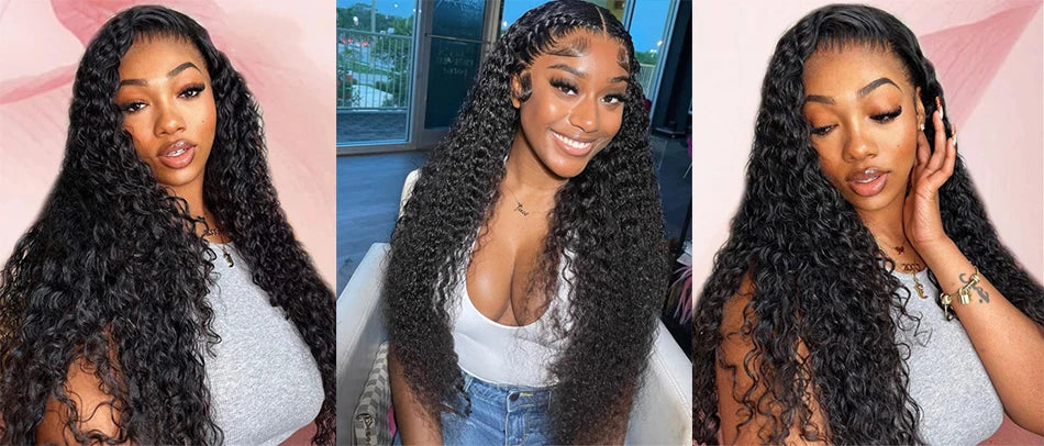 Malaysian Water Wave Wigs 13x6 HD Transparent Lace Front Human Hair Wigs Wear and Go Glueless Lace Frontal Wigs Deep Curly Wigs - MERGE.DAY.1.FREESTYLE