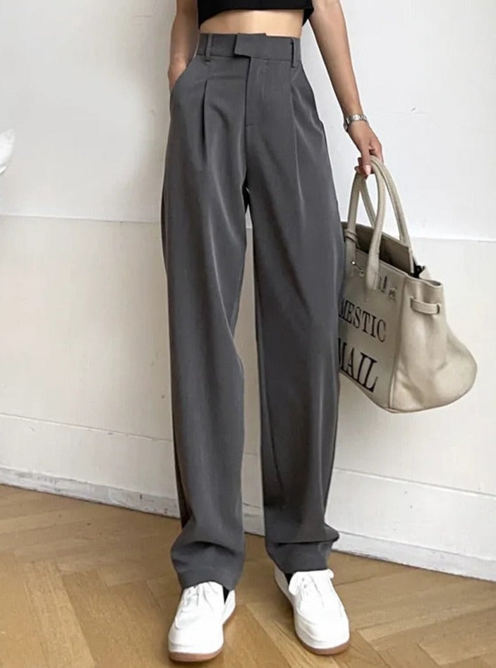 Straight Female Trousers Casual High Waist Women Long Pants - MERGE.DAY.1.FREESTYLE
