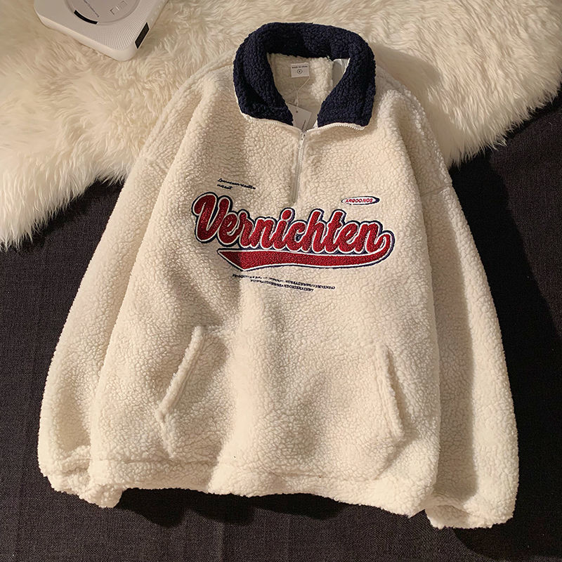 Vintage Punk Sweatshirts Casual V-neck Long Sleeve Letter Embroidery Hoodie - MERGE.DAY.1.FREESTYLE