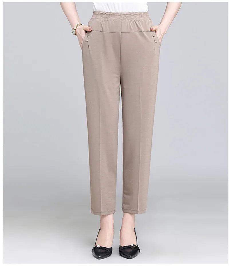 Spring Summer Pants Thin Elastic Waist Loose Cotton - MERGE.DAY.1.FREESTYLE