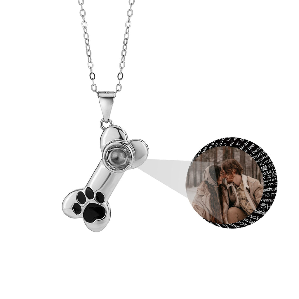 Customizable Photo Dog Bone Necklace Silver Shiny Dog Bone Chain Necklace - MERGE.DAY.1.FREESTYLE