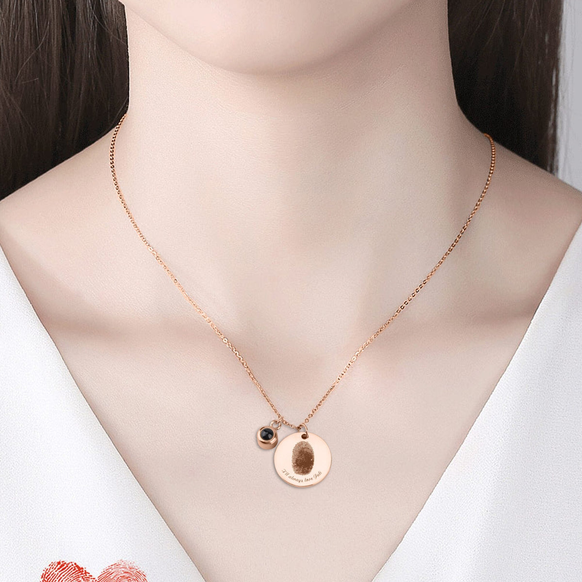 Fingerprint necklace with customizable photos Projection Necklace Pendant Jewelry - MERGE.DAY.1.FREESTYLE