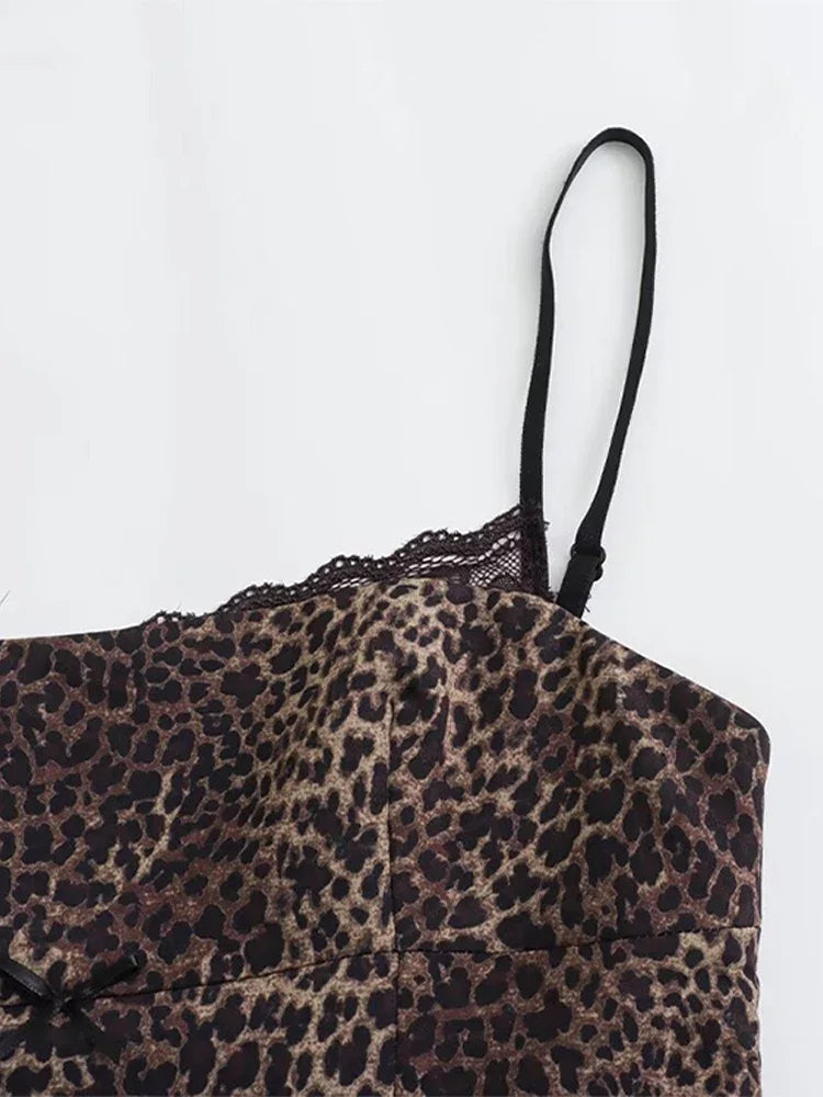 Leopard Print Sling Women Sexy Tube Top Sleeveless Backless Lace Slim Tanks Tops - MERGE.DAY.1.FREESTYLE