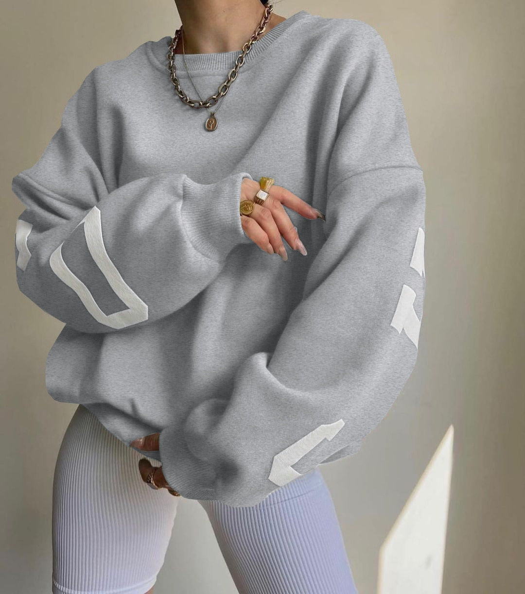 Casual Letters Print Sweatshirt Women Long Sleeve Loose Hoodies Y2k Streetwear - MERGE.DAY.1.FREESTYLE