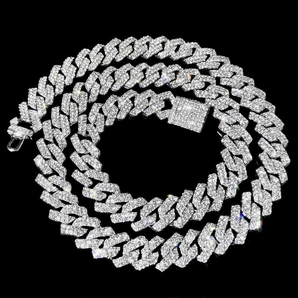 HipHop Prong Cuban Link Chain Necklace Bling Cuban Necklace Jewelry - MERGE.DAY.1.FREESTYLE