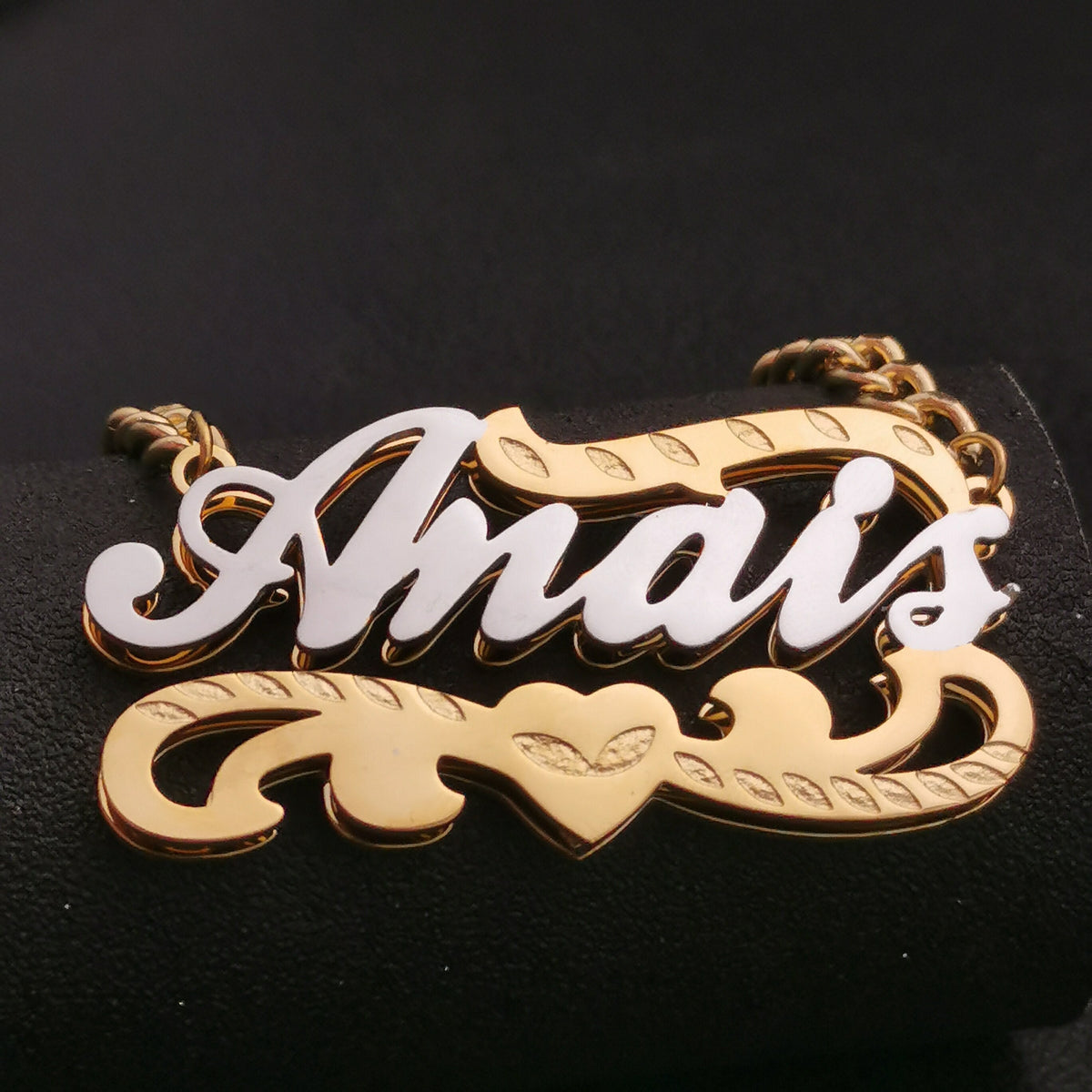 3D Double Plate Custom Nameplate Necklace Gold Plate Pendant Personalized Name Necklace - MERGE.DAY.1.FREESTYLE