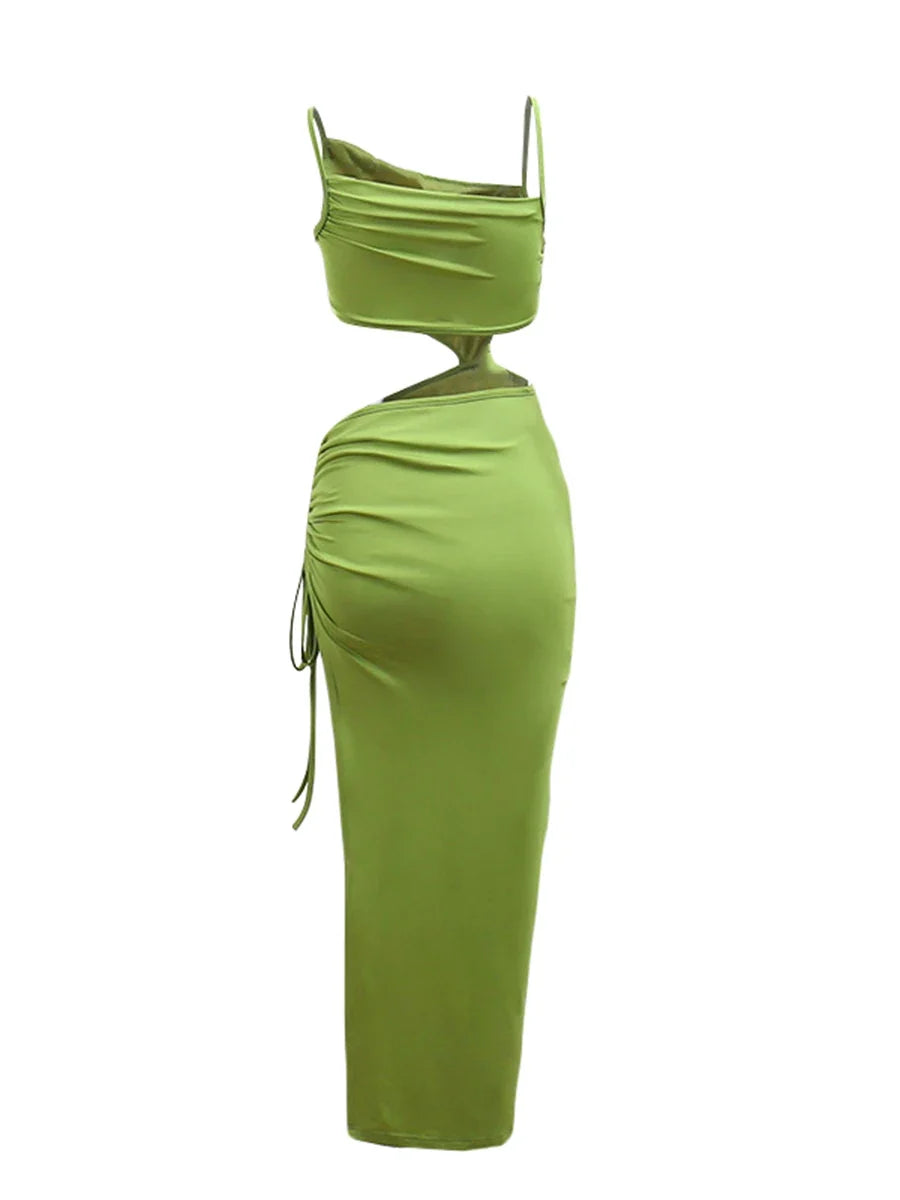 Summer Beach Casual Sexy Hollow Backless Tie Up Slip Dress - MERGE.DAY.1.FREESTYLE