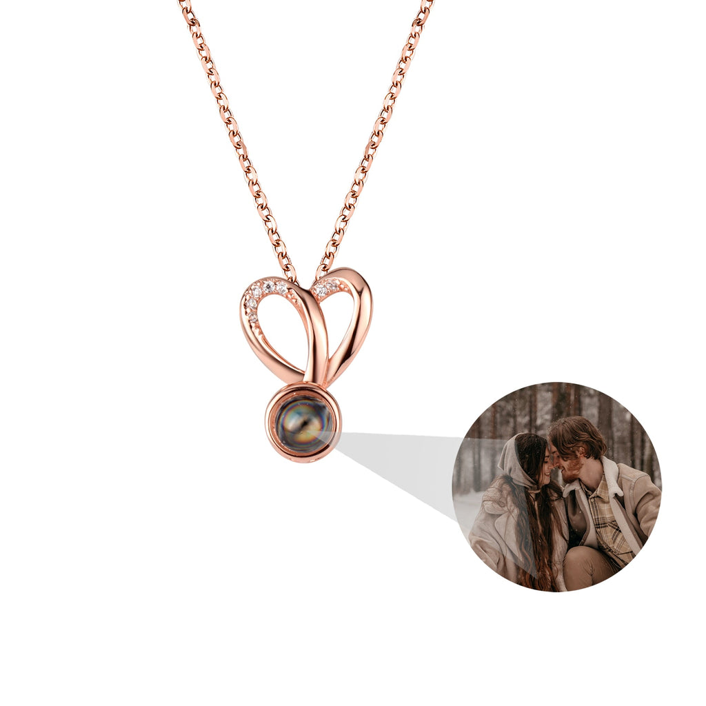 Personalized Photo Projection Necklace Sweet Crystal Rabbit Ears Pendant Necklaces - MERGE.DAY.1.FREESTYLE