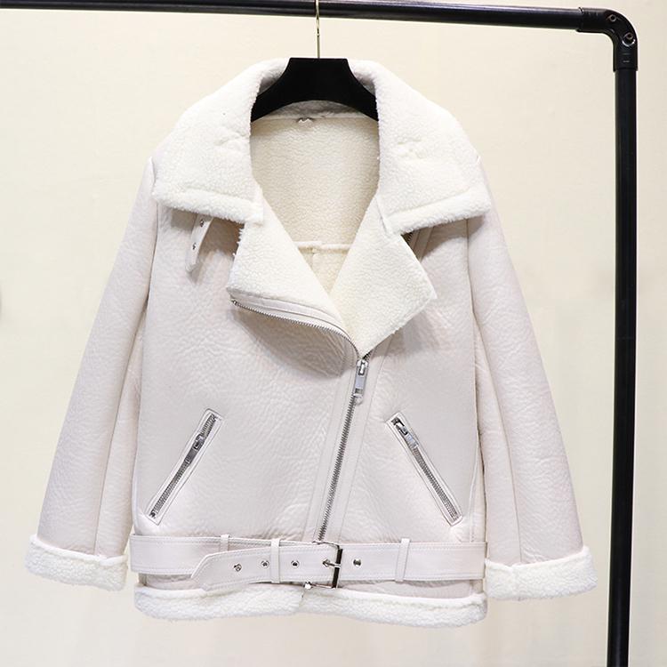 Faux Lamb Leather Jacket Pu Moto Zipper Jacket Warm Thick Outerwear - MERGE.DAY.1.FREESTYLE