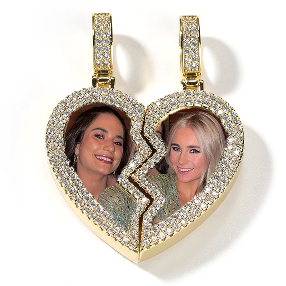 Broken Heart Photo Magnetic Frame Pendant 2 Pictures Hiphop Jewelry - MERGE.DAY.1.FREESTYLE