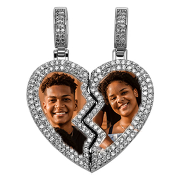 magnetic necklace for couples custom heart photo pendant - MERGE.DAY.1.FREESTYLE