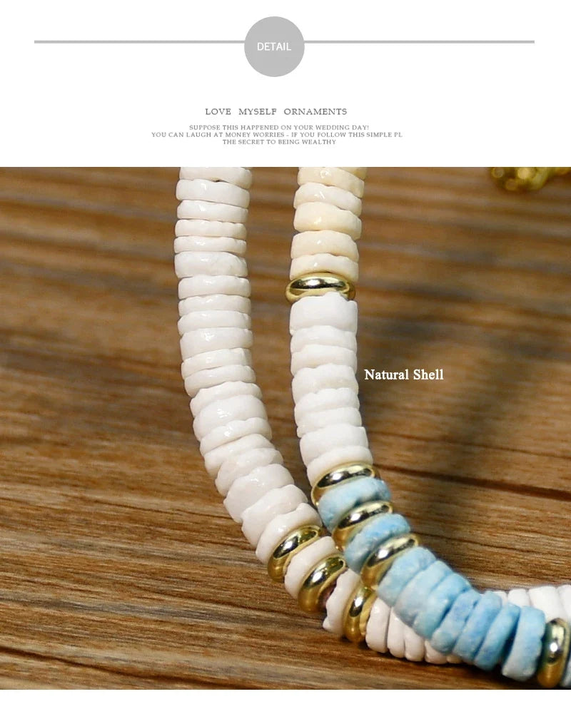 Shell Handmade Beaded Choker Surfer Necklaces - MERGE.DAY.1.FREESTYLE