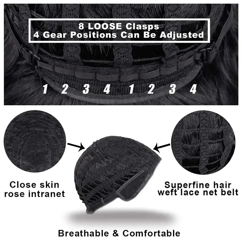 Natural Synthetic Short Curly Black Wigs For Women 10 Inch Wig Daily Party Heat Resistant Hair - MERGE.DAY.1.FREESTYLE