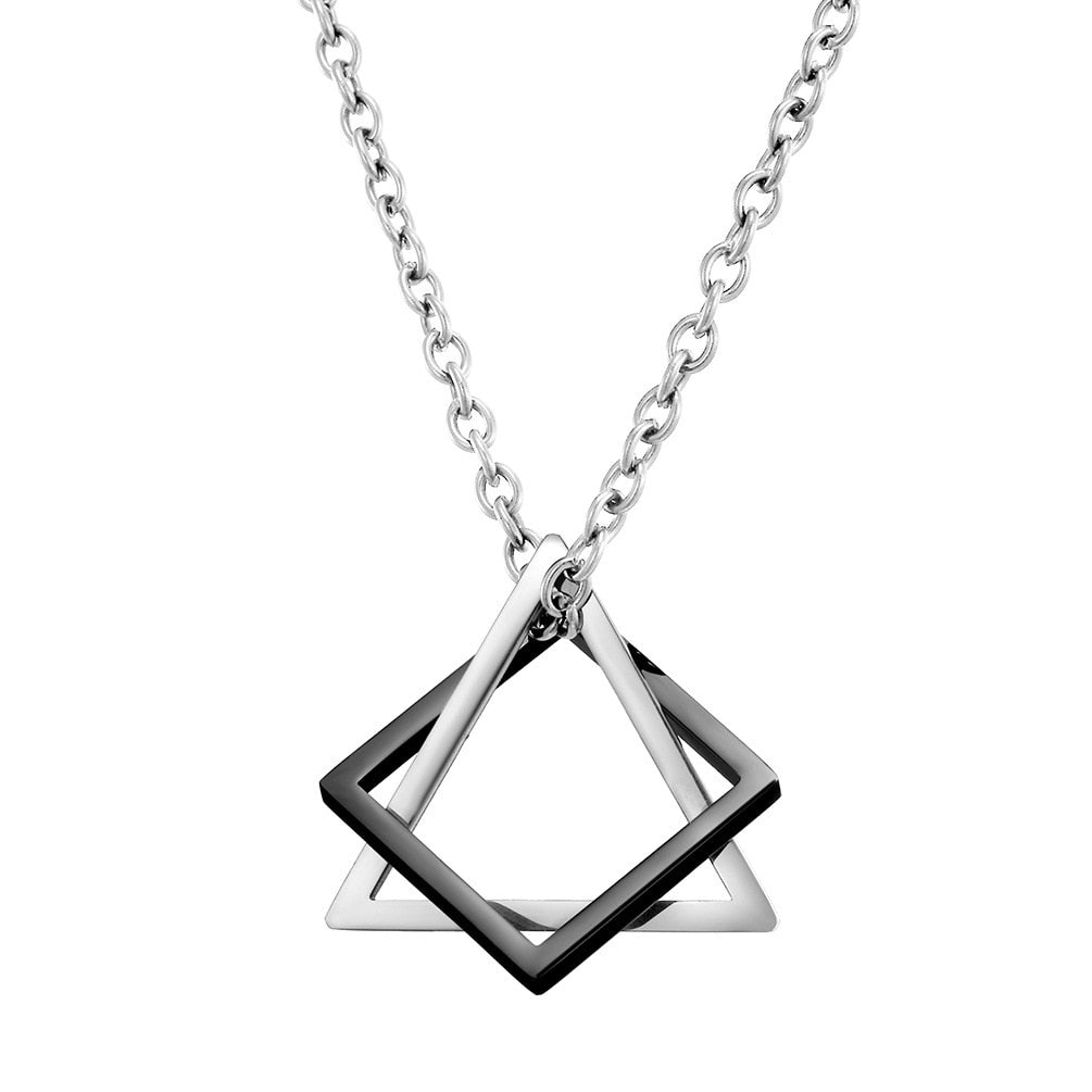 Geometry Interlocking Square Triangle Male Pendant Stacking Streetwear Necklace - MERGE.DAY.1.FREESTYLE