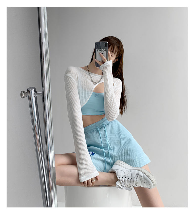Hollow Smock T Shirt Women Summer Thin Irregular Long Sleeve Knitted - MERGE.DAY.1.FREESTYLE