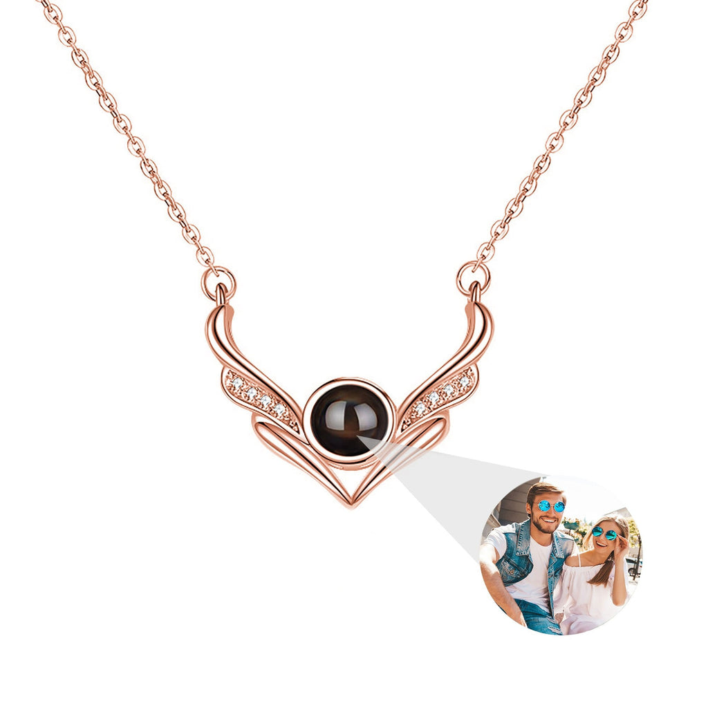 Angel wings with customizable photosProjection Necklace Pendant Jewelry - MERGE.DAY.1.FREESTYLE