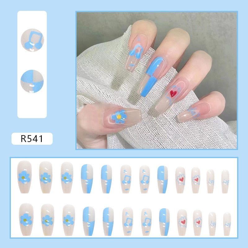 24Pcs/Box Charming Pink Flame Short Fake Nails press on Square Head Full Cover Detachable - MERGE.DAY.1.FREESTYLE