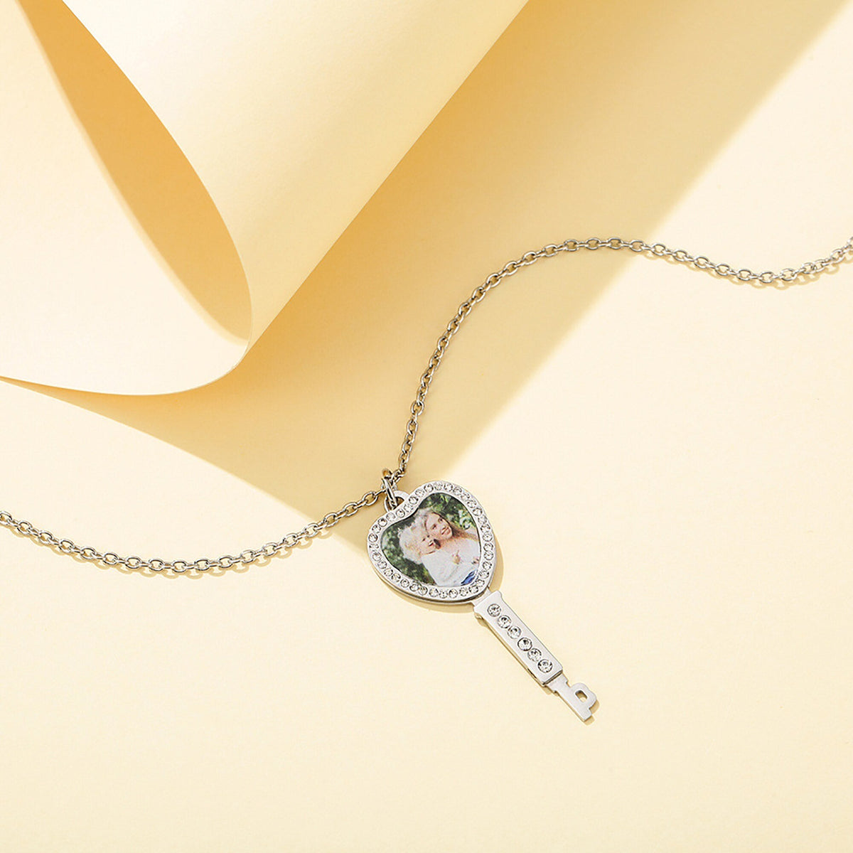 Customizable Photo Key Necklace Hip Hop Silver Color Pendant Necklace - MERGE.DAY.1.FREESTYLE