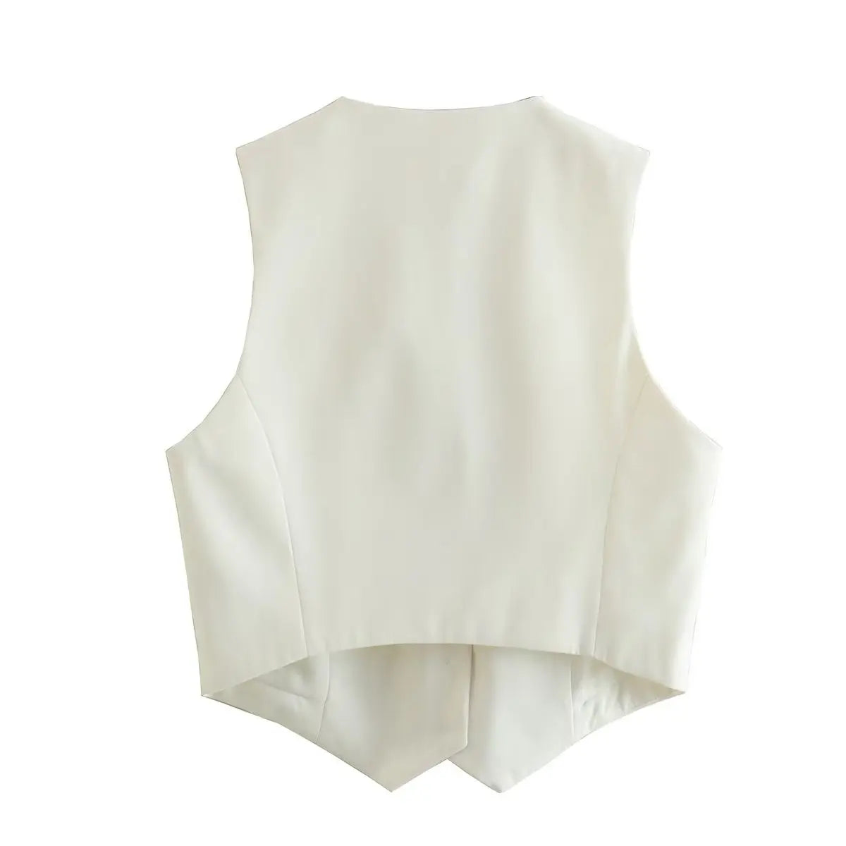 Vintage V Neck Sleeveless Female Outerwear White Chic Vests - MERGE.DAY.1.FREESTYLE