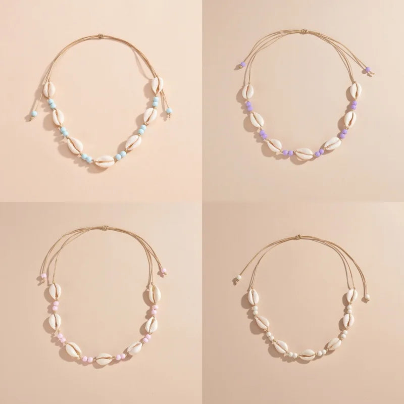 Shell beaded necklace braided chain choker - MERGE.DAY.1.FREESTYLE