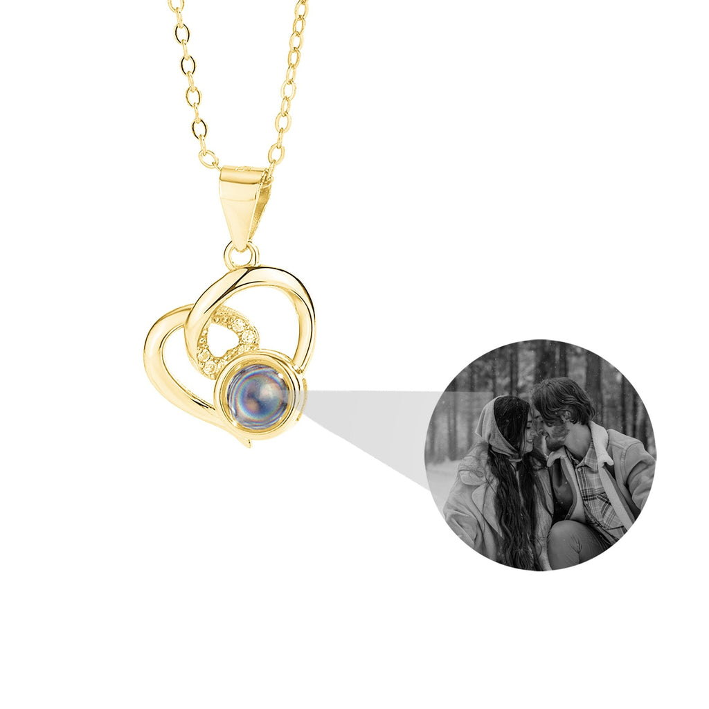 Customizable Photo Necklaces Silver Shiny Heart Chain Necklace Birthday Gifts - MERGE.DAY.1.FREESTYLE