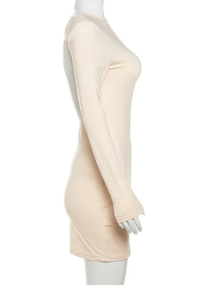 Backless Full Sleeve O-neck Basic Fit Bodycon - MERGE.DAY.1.FREESTYLE