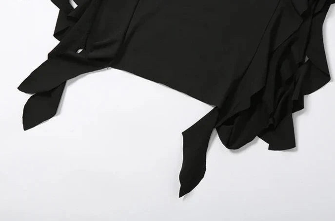 Elegant Strapless Dress Women Irregular Tassel Skinny Split Maxi Bodycon - MERGE.DAY.1.FREESTYLE