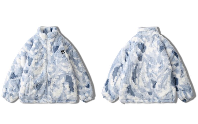 Parkas Winter Jacket Streetwear Tie Dye Fuzzy Fluffy Thicken Warm Padded Coats - MERGE.DAY.1.FREESTYLE