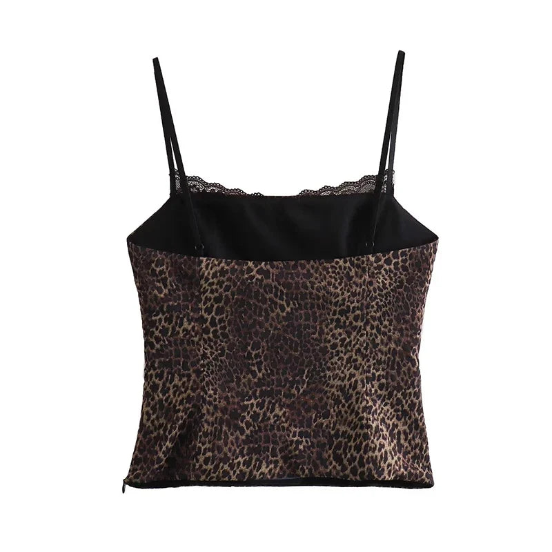 Leopard Print Sling Women Sexy Tube Top Sleeveless Backless Lace Slim Tanks Tops - MERGE.DAY.1.FREESTYLE