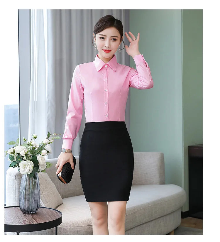 Polyester Cotton Shirts for Women Long Sleeve Blouse - MERGE.DAY.1.FREESTYLE