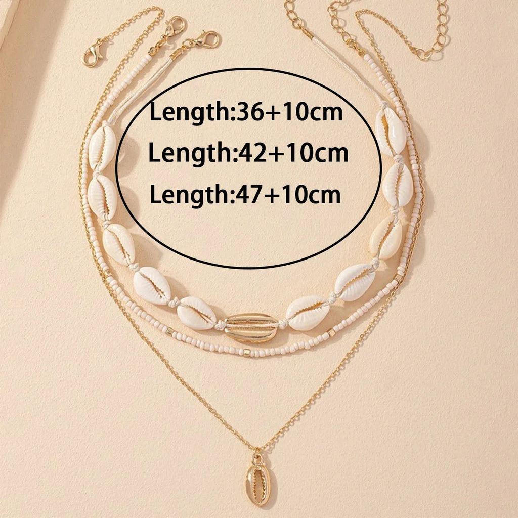 3Pcs Rice beads Shell Pendant Necklace - MERGE.DAY.1.FREESTYLE