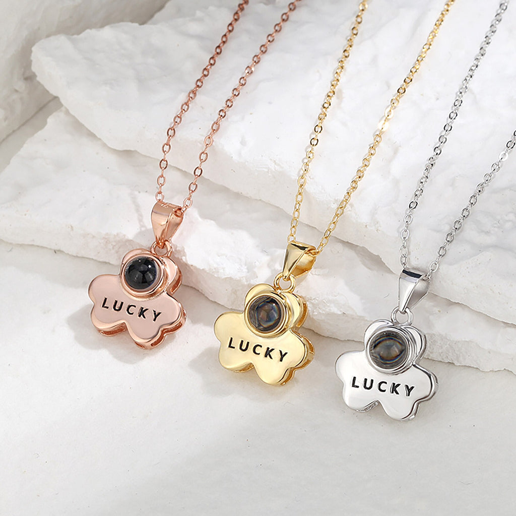 Customizable Photo Bear Projection Necklace Silver Shiny Necklace - MERGE.DAY.1.FREESTYLE