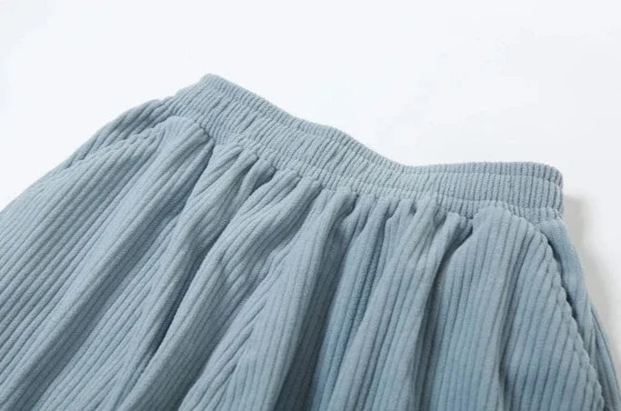Basic Pocket High Waist Trousers Corduroy Streetwear Long Bottoms - MERGE.DAY.1.FREESTYLE
