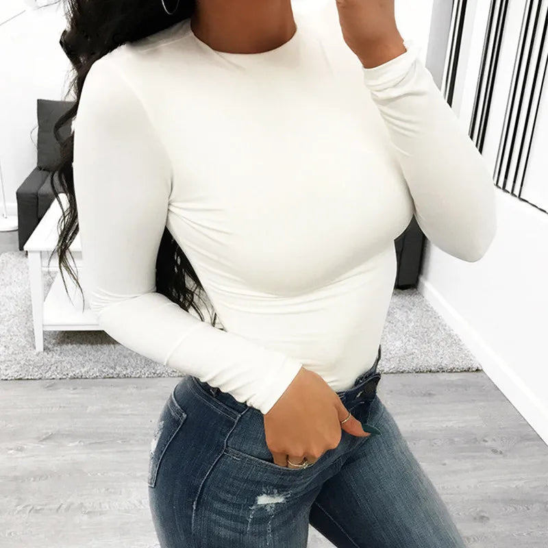 Sexy Y2k Women cotton Bodysuits Long Sleeve Bodysuit O Neck Body Top - MERGE.DAY.1.FREESTYLE