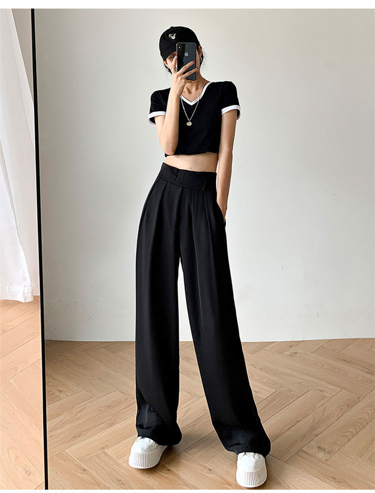 Casual Baggy Trousers Women Summer High-Waist Pants Loose Straight Mopping Pants - MERGE.DAY.1.FREESTYLE