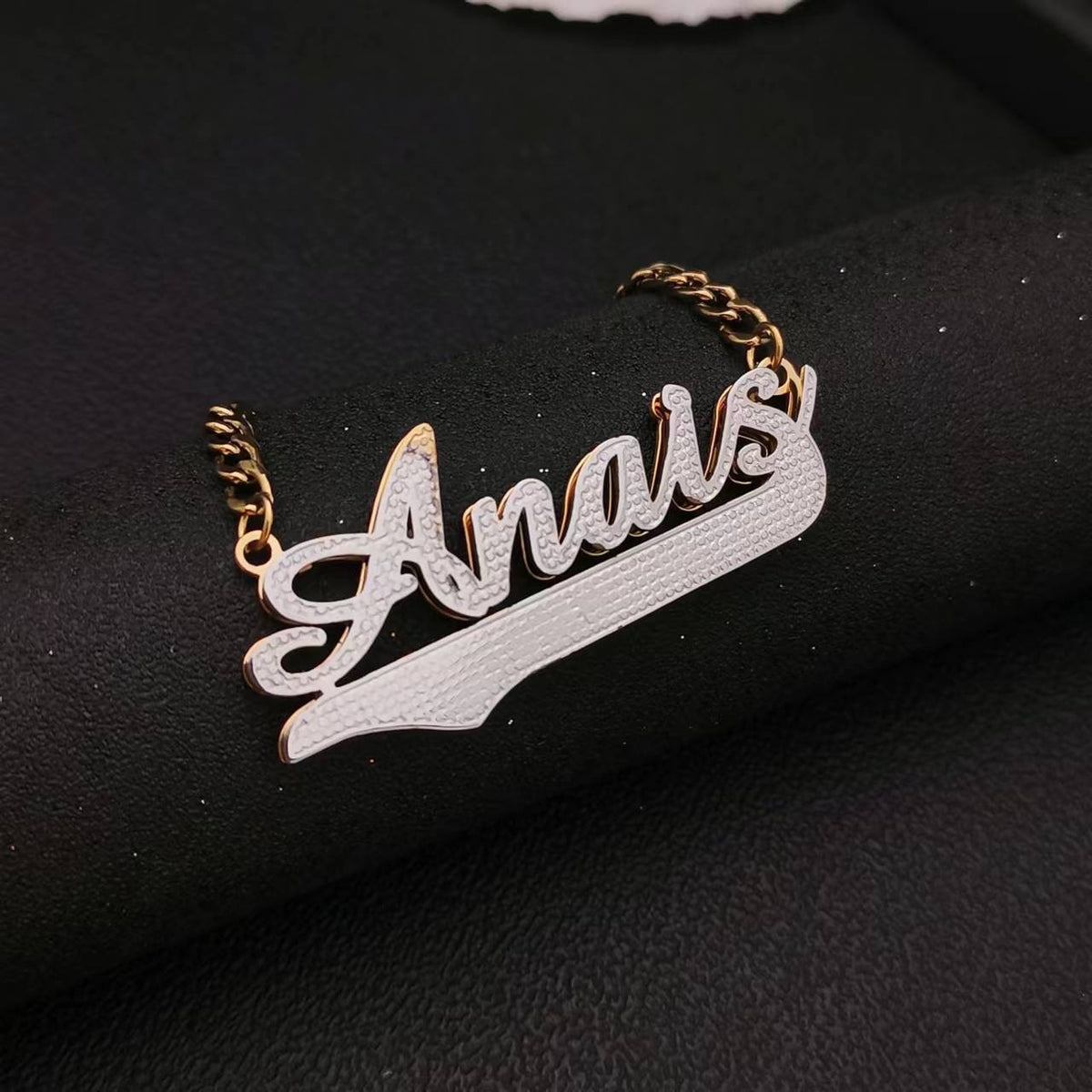 3D Double Plate Custom Nameplate Necklace Gold Plate Pendant Personalized Name Necklace - MERGE.DAY.1.FREESTYLE