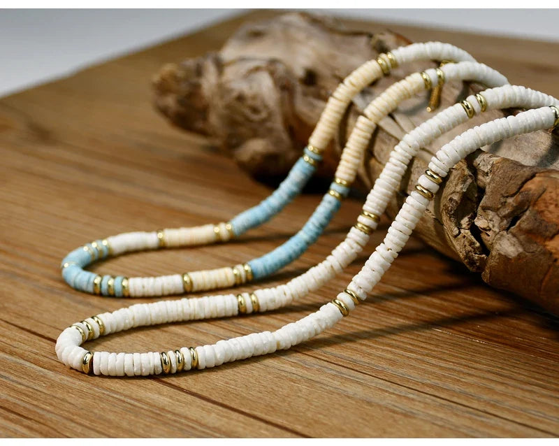 Shell Handmade Beaded Choker Surfer Necklaces - MERGE.DAY.1.FREESTYLE