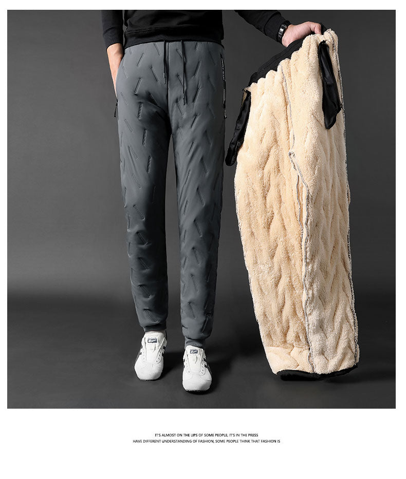 Winter Zip Pockets Thicken Fleece Sweatpants Joggers Water Proof Thermal Trousers - MERGE.DAY.1.FREESTYLE
