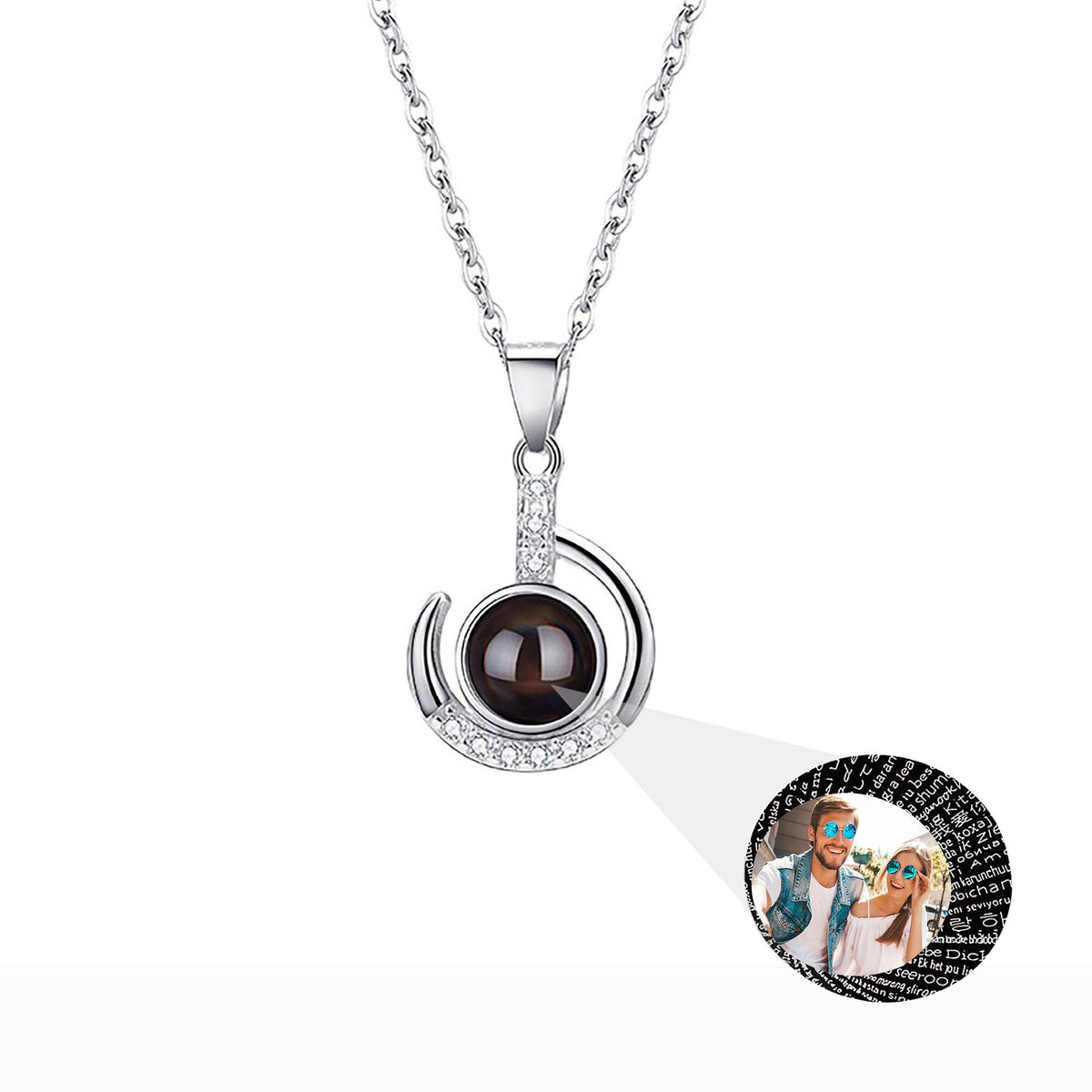 Customizable photo Silver 925 Necklace 100 Languages I Love You Projection Pendant - MERGE.DAY.1.FREESTYLE