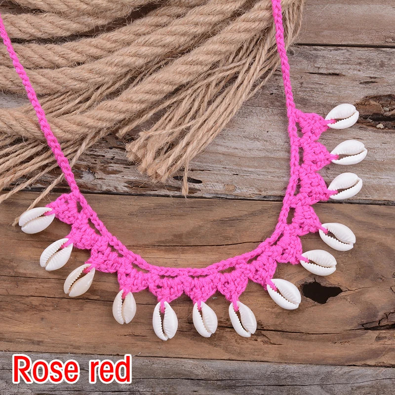 Shell Choker Necklace Natural Sea Cowrie Shell Rope Chain Choker Necklace - MERGE.DAY.1.FREESTYLE