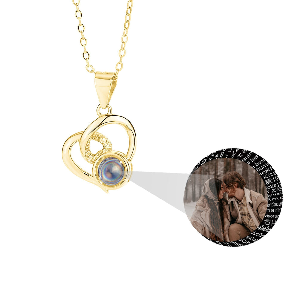 Customizable Photo Necklaces Silver Shiny Heart Chain Necklace Birthday Gifts - MERGE.DAY.1.FREESTYLE