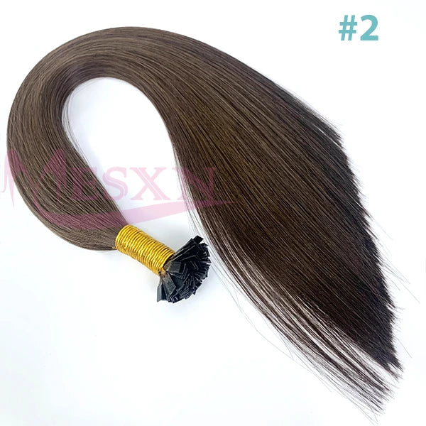 MESXN High Quality Flat Tip Hair Extensions 100% Really Human Fusion Hair Extensions Brown Blonde Color Thickening Of Roots