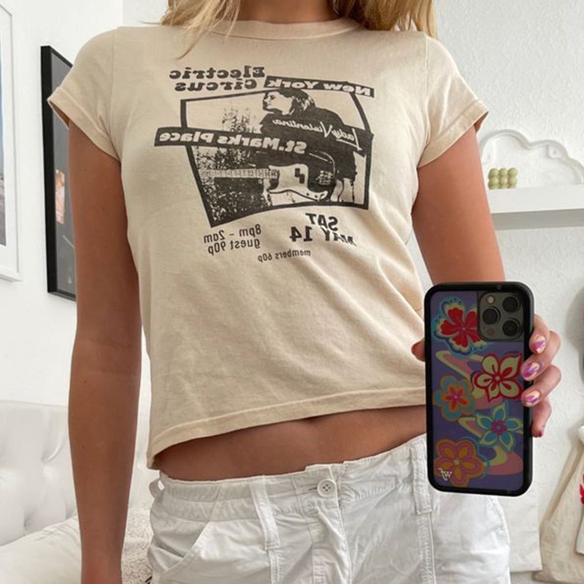 Guitar Crop Top Women Summer Round Neck Short Sleeve Cotton T Shirt Casual Streetwear Tshirt - MERGE.DAY.1.FREESTYLE