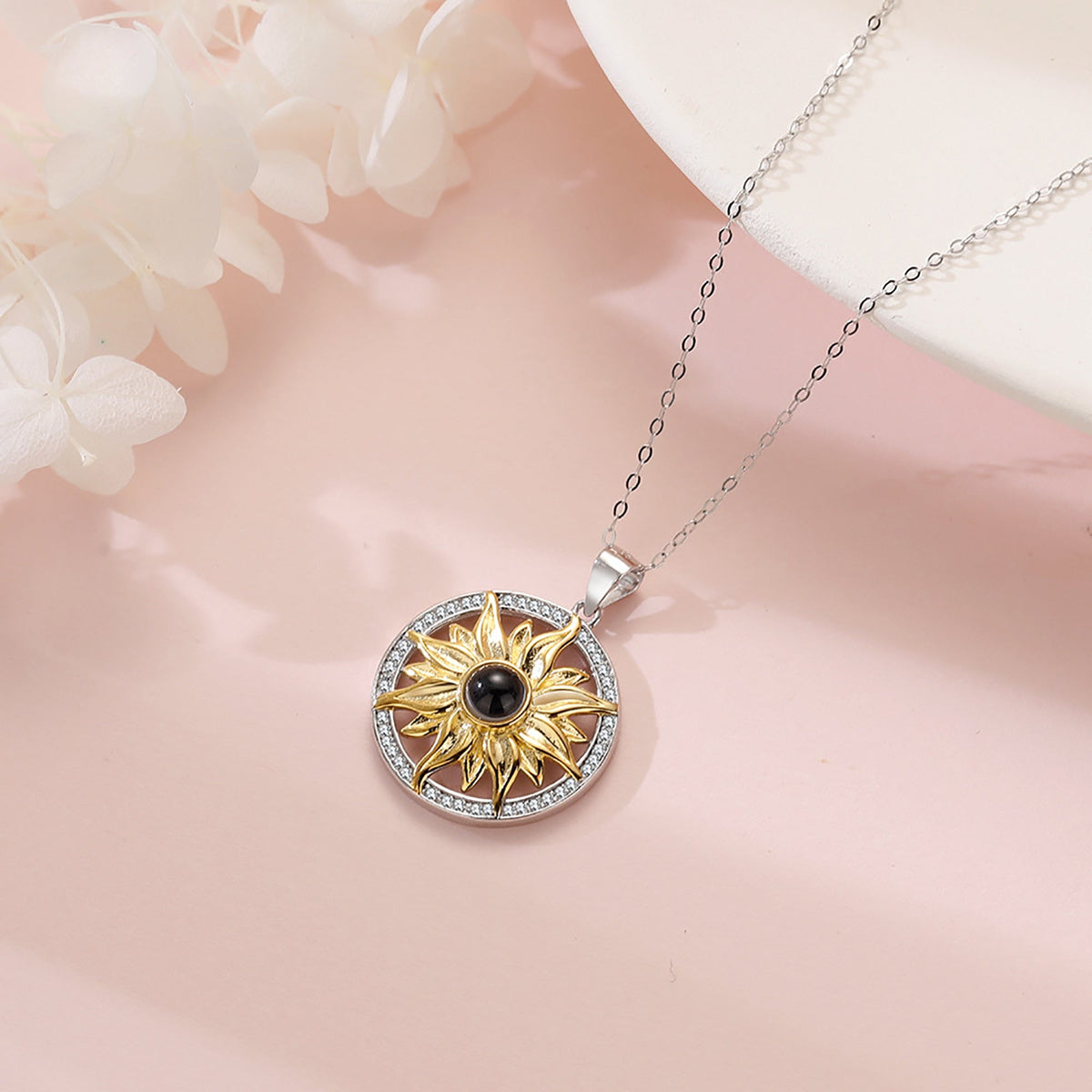 Custom SunFlower Projection Necklace Personalized Lover Keepsake Jewelry - MERGE.DAY.1.FREESTYLE