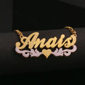 butterfly dove 3D Double Plate Custom Nameplate Necklace Personalized Name Necklace - MERGE.DAY.1.FREESTYLE