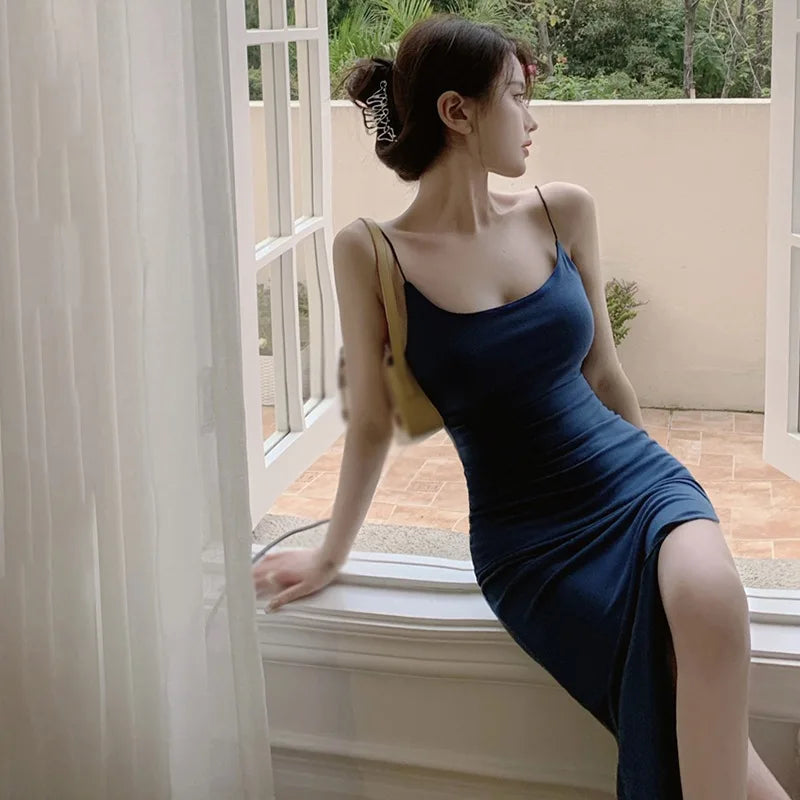 Open Slit Backless Halter Dress Streetwear Bodycon Dress - MERGE.DAY.1.FREESTYLE