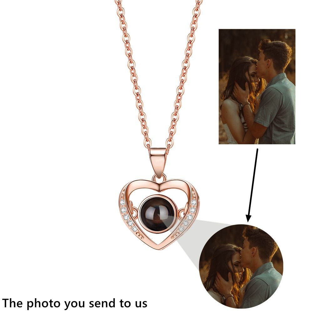 Personalized Heart Picture Necklace for Women Projection Pendant Photo Necklace - MERGE.DAY.1.FREESTYLE