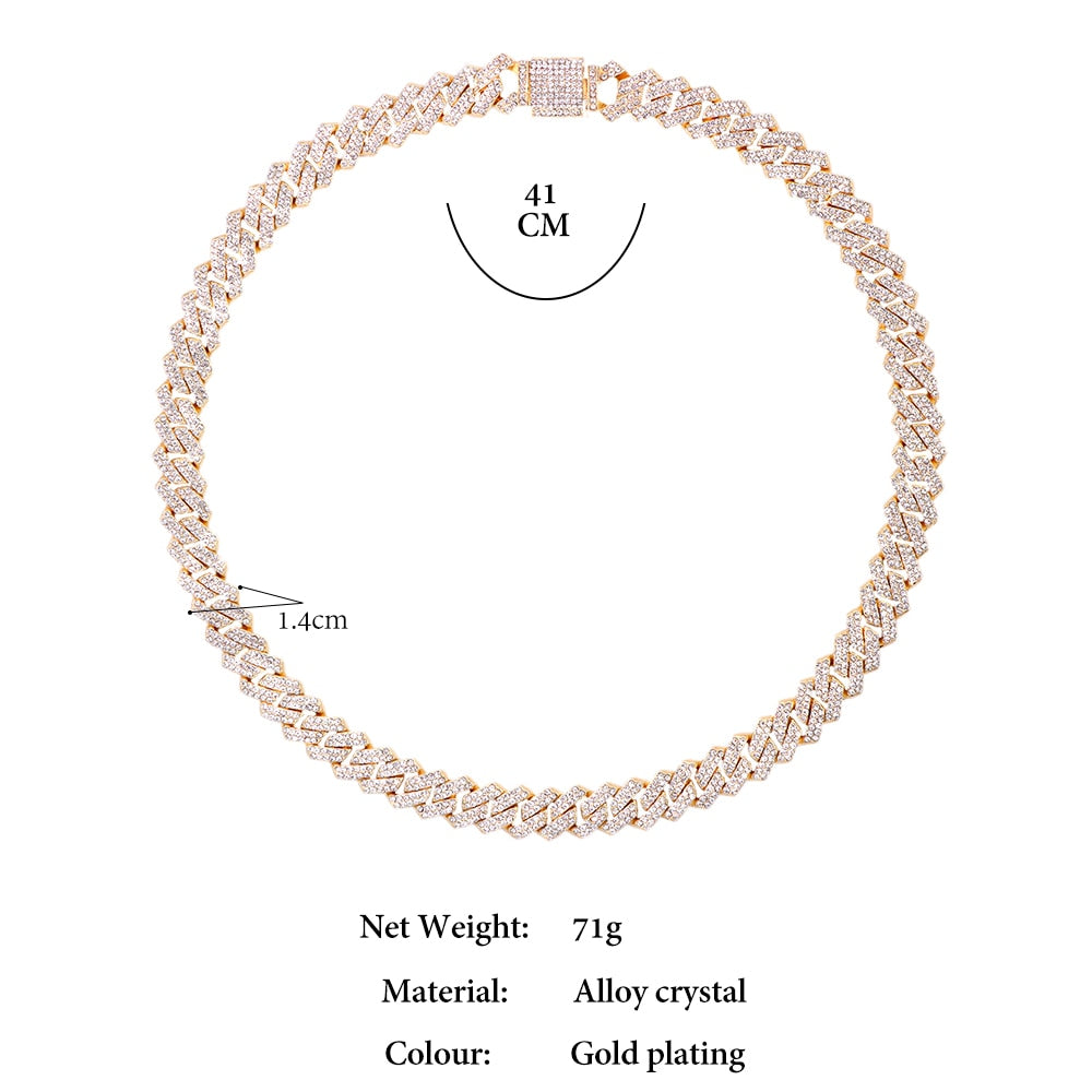 HipHop Prong Cuban Link Chain Necklace Bling Cuban Necklace Jewelry - MERGE.DAY.1.FREESTYLE