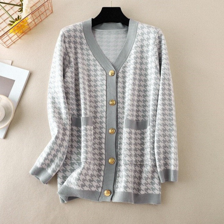 V-neck Striped Cardigans Sweaters Long Sleeve Loose Knitted Open Stitch Outwear - MERGE.DAY.1.FREESTYLE